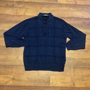 Perry Ellis Mens Navy Long Sleeve Silk/Cotton Blend Sweater Shirt Size XL